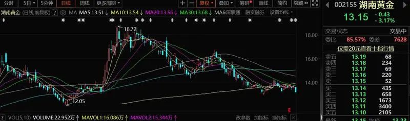 湖南黄金跌超3% 旗下两个金矿存安全隐患临时停产