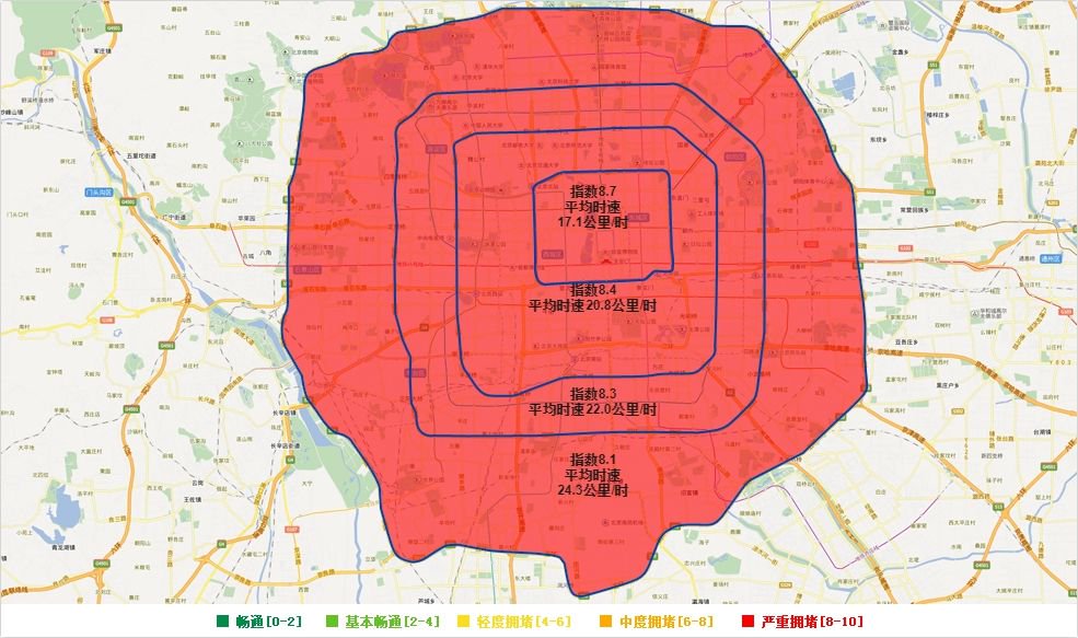 出行注意！北京全路网飘红，严重拥堵！