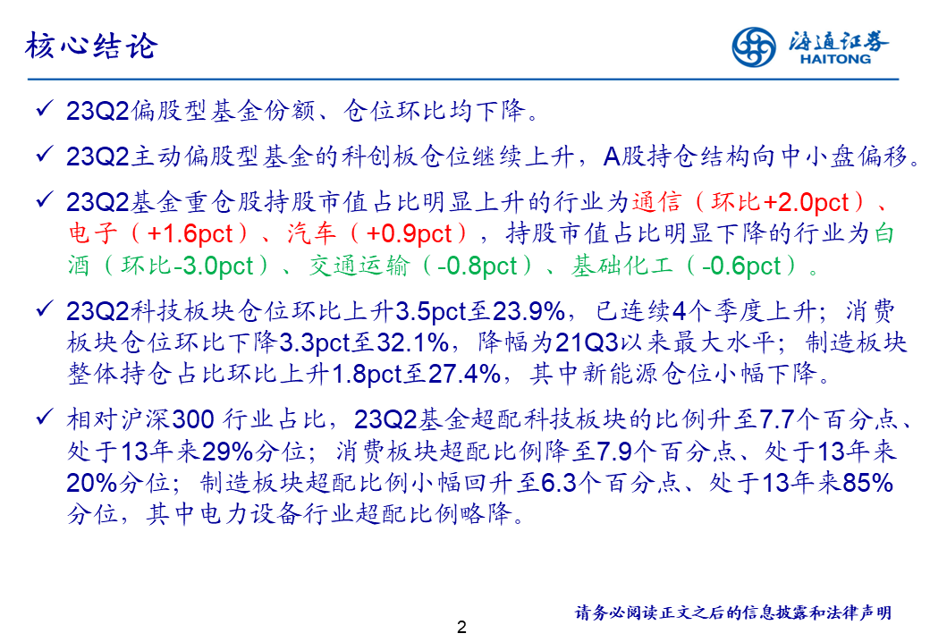 海通证券基金二季报点评：基金持仓继续向TMT集中