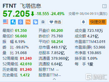 飞塔信息跌24.5% Q2营收逊预期并下调全年收入指引