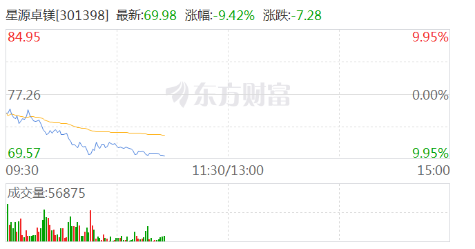 智能驾驶板块震荡走弱 星源卓镁大跌9%