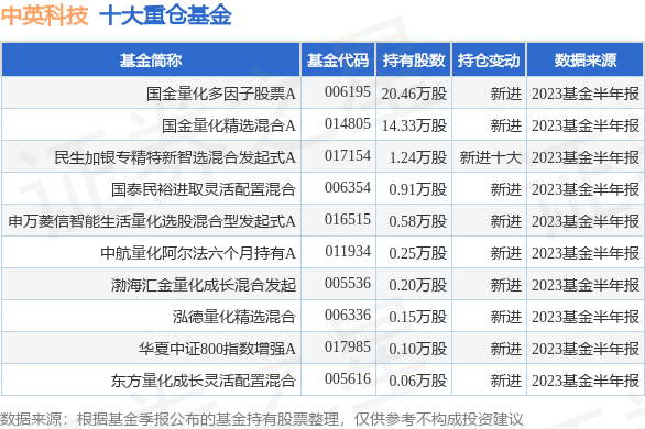 9月4日中英科技涨9.39%，国金量化多因子股票A基金持有该股