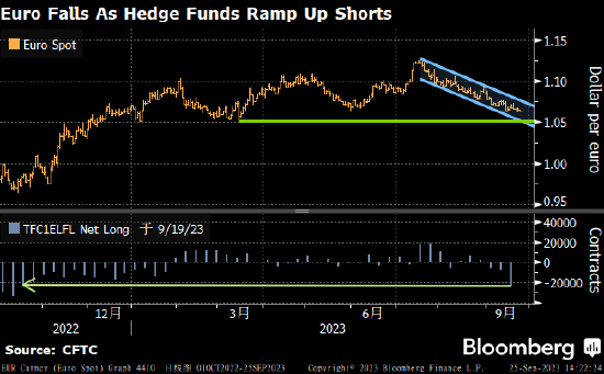 对冲基金加大力度做空欧元 预期欧洲央行利率见顶
