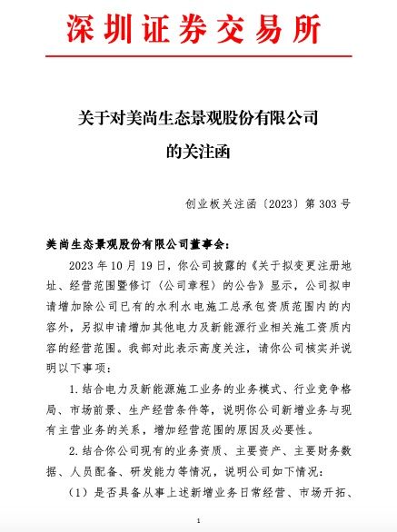 *ST美尚收关注函：增加经营范围的原因及必要性？是否存在利用市场关注热点炒作公司股价的情形？