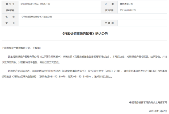 区区三万罚款，这家私募“下落不明”，监管公告“寻人”