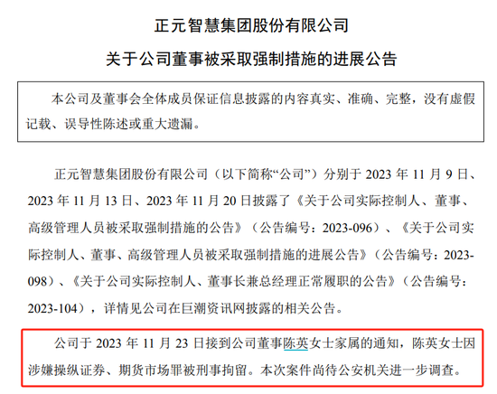 刚刚公告！A股正元智慧董事被刑拘！