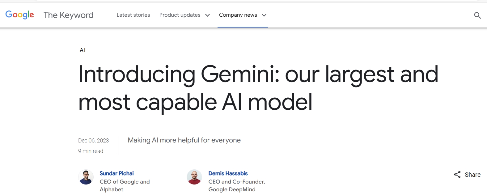谷歌最强AI模型Gemini正式发布：多模态、三大版本